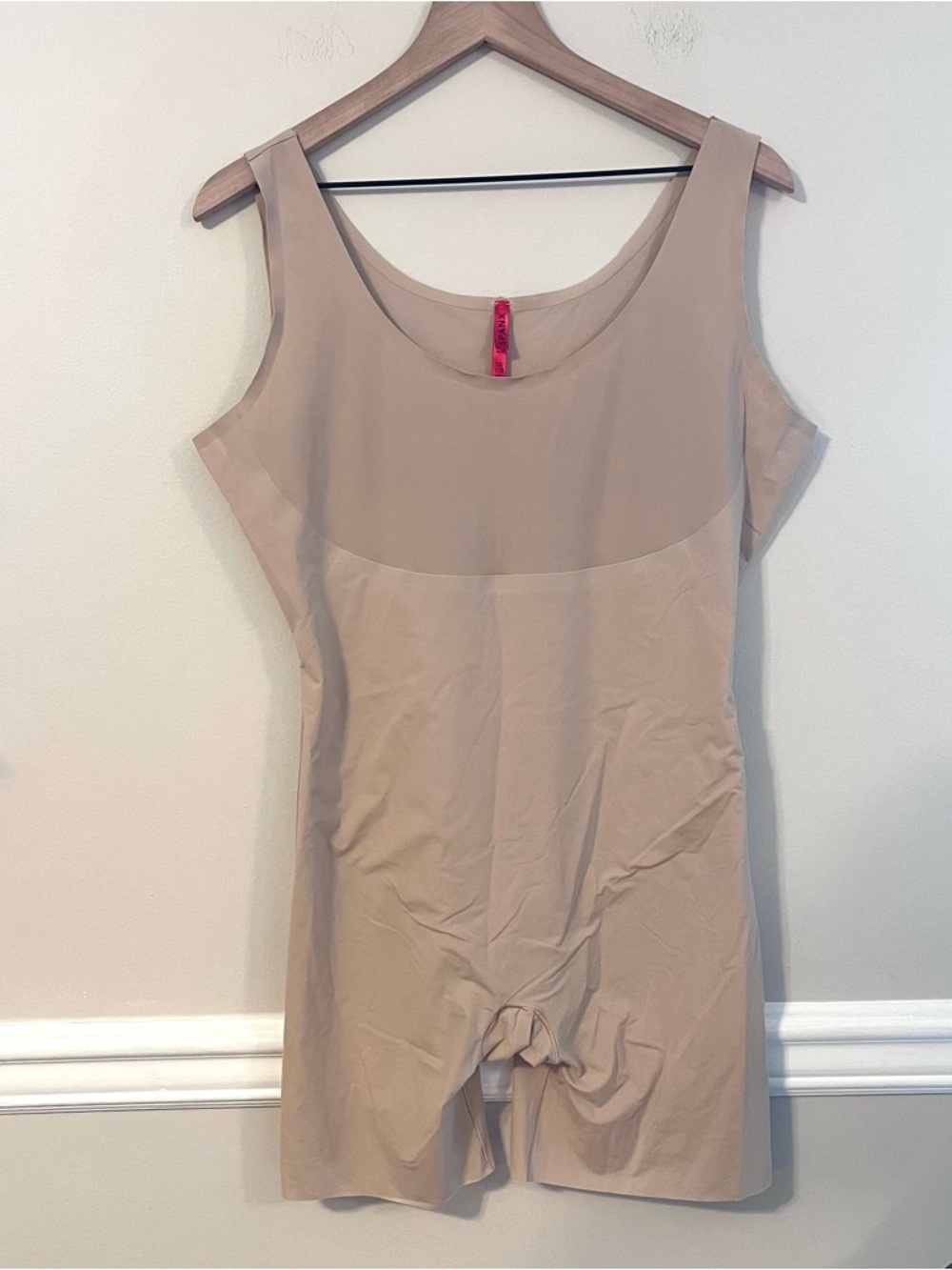 SPANX Women’s Shapewear Simplicity Open-Bust Mid-Thigh Bodysuit Size 1X Nude